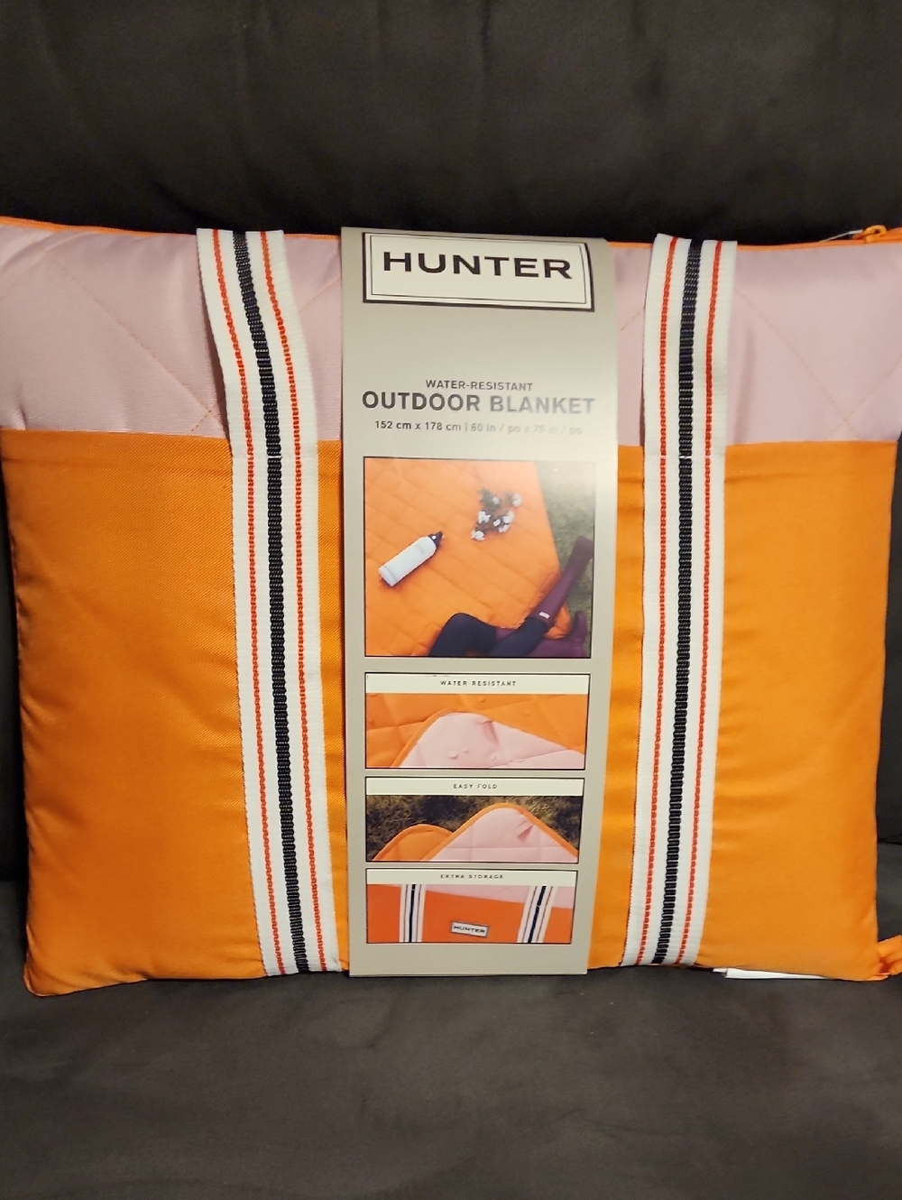 Hunter Orange and Light Pink Water-Resistant Beach/Outdoor Blanket